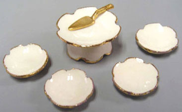 Dollhouse Miniature Cake Set White and Gold 6Pcs.